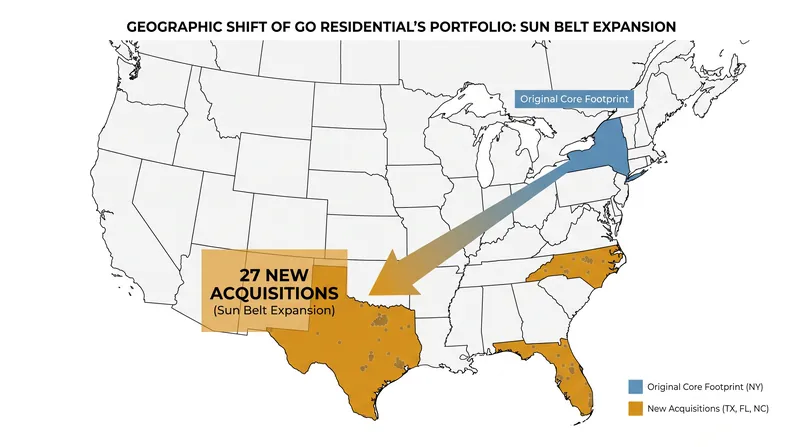GO Residential's footprint expands significantly into high-growth Sun Belt markets.