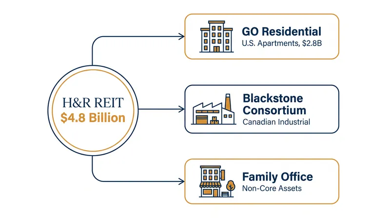 How the $4.8 billion H&R REIT portfolio is being divided among specialized buyers.