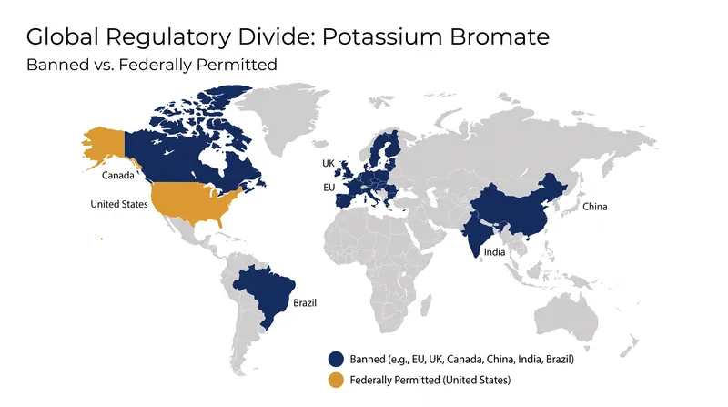 Potassium bromate has been banned in dozens of countries since the 1990s, leaving the United States as a global outlier.
