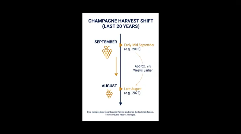 Harvest dates in Champagne have moved forward by roughly two weeks over the past two decades.