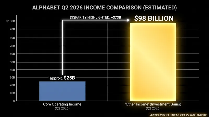 Alphabet's $98 billion in unrealized equity gains dwarfed its traditional operating income.