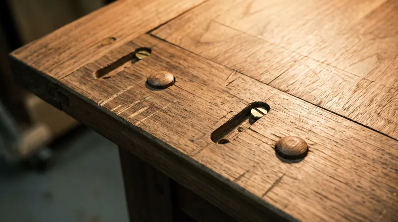 Elongated screw holes allow a solid wood tabletop to expand and contract without cracking.