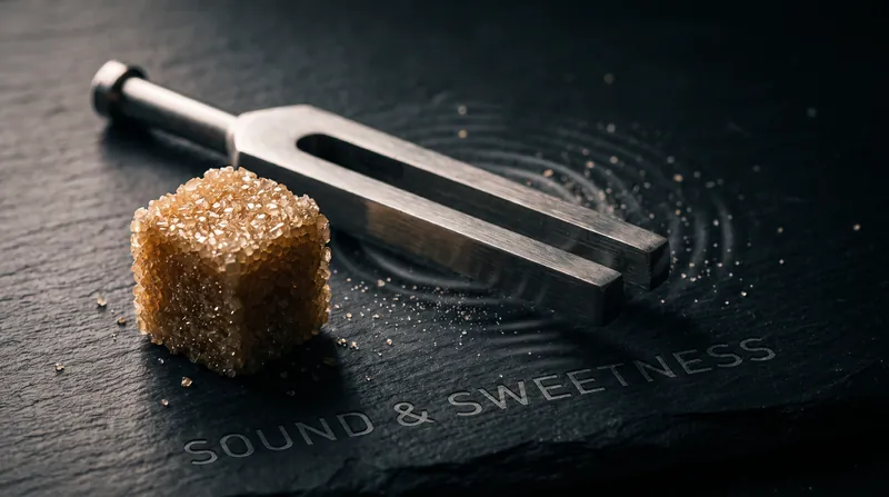 High-pitched sounds, such as the chime of a triangle or piano keys, have been shown to consistently enhance the perception of sweetness.