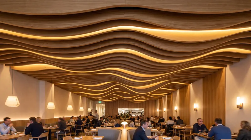 Acoustic designers are increasingly retrofitting dining rooms with sound-absorbing baffles and panels to tame chaotic frequencies.