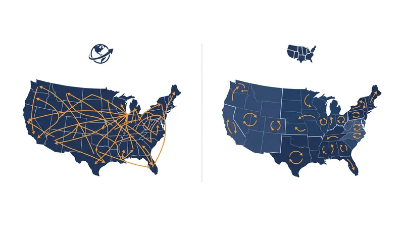 By dividing its national network into eight self-sufficient regions, Amazon drastically reduced the distance packages travel.