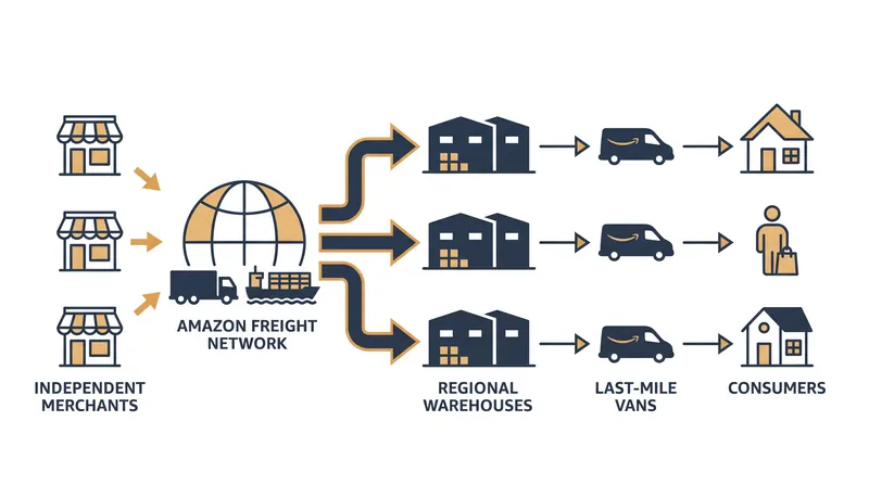 Amazon is increasingly opening its optimized logistics network to third-party sellers, competing directly with legacy freight carriers.