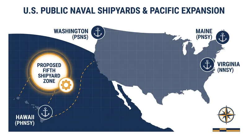 The proposed fifth public shipyard will be located proximate to the Pacific Fleet to service the growing fast attack submarine force.