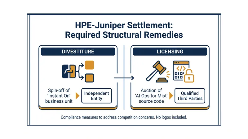 The settlement requires HPE to spin off a small-business unit and license key software to competitors.