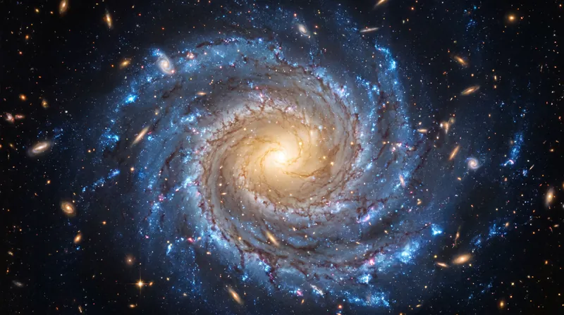 The map catalogs nearly four billion objects, including majestic spiral galaxies and distant quasars.