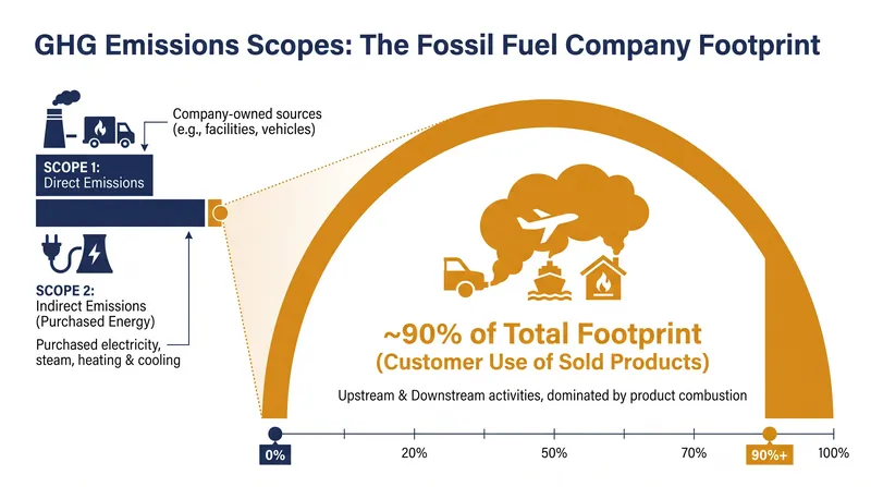 Scope 3 emissions, generated when end-users burn fuel, account for the vast majority of an energy company's climate impact.