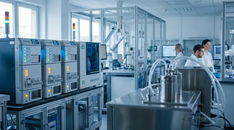 The physical manufacturing of synthetic DNA remains a critical intervention point for biosecurity screening.