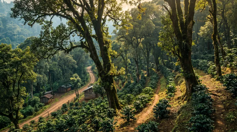 Agroforestry systems protect coffee plants from extreme heat and act as verifiable carbon sinks.