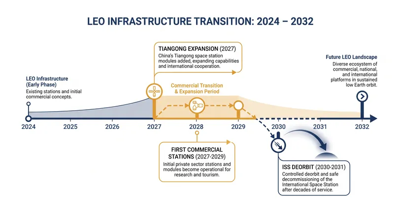 The late 2020s will see a critical transition in orbital infrastructure.