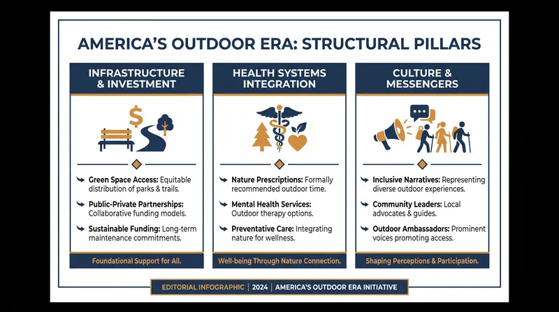 The strategic roadmap for integrating outdoor recreation into national health infrastructure.