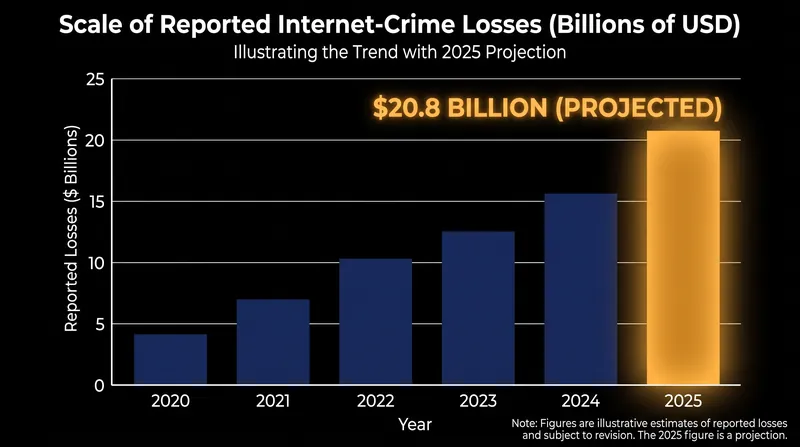 The rising financial toll of cyber-enabled crime.