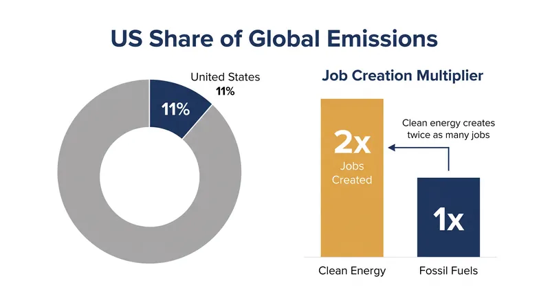Clean energy investments generate significantly more jobs per dollar spent than traditional fossil fuel infrastructure.