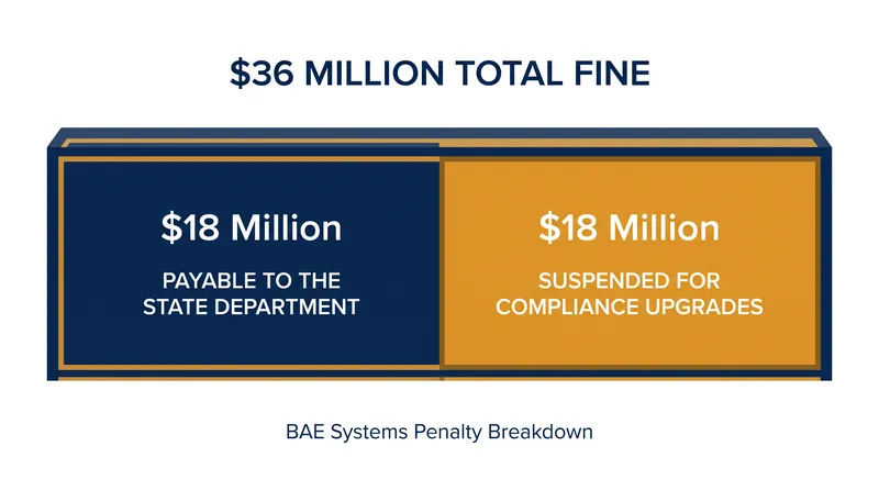 The State Department suspended half of the $36 million penalty to fund mandatory compliance upgrades.
