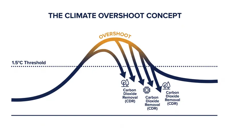 Overshoot scenarios rely heavily on future, large-scale carbon removal technologies to bring temperatures back down by 2100.
