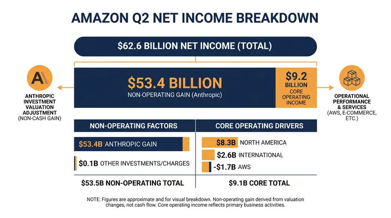 A massive paper gain from AI startup Anthropic heavily skewed Amazon's Q2 net income.