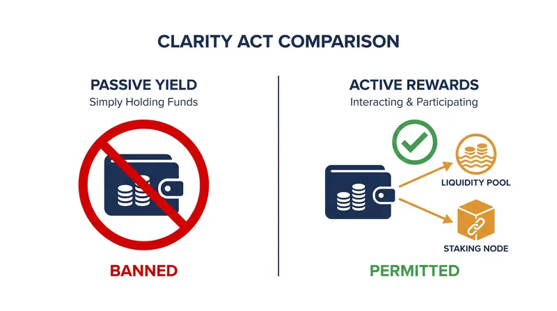 The CLARITY Act draws a strict legal boundary between holding digital money and putting it to work.