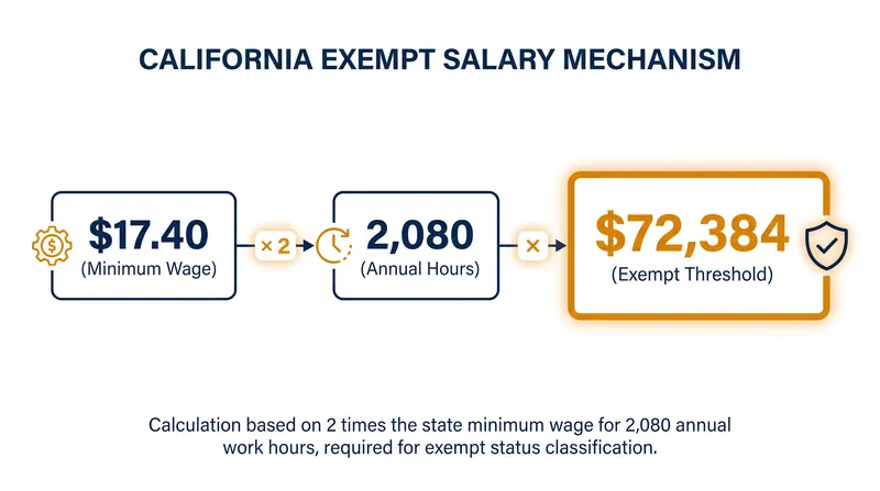 How California calculates the minimum salary for exempt executive, administrative, and professional employees.