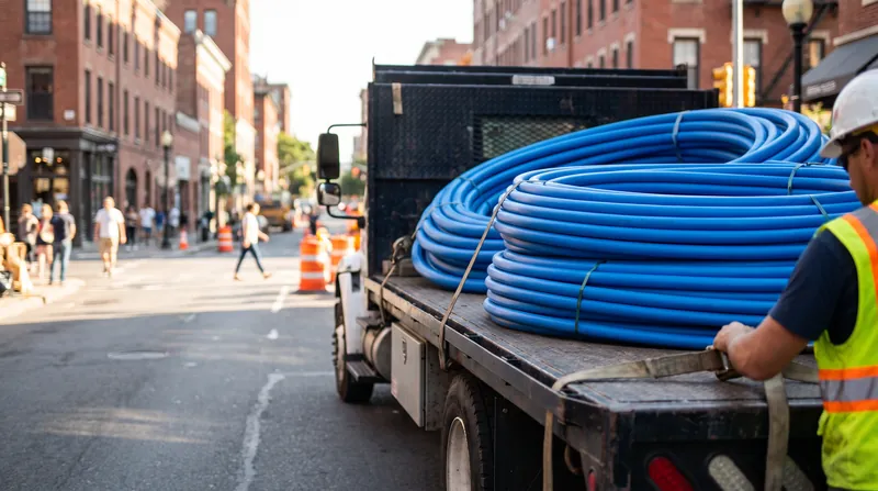 Modern high-density polyethylene pipes offer flexibility and corrosion resistance that older cast-iron mains lack.