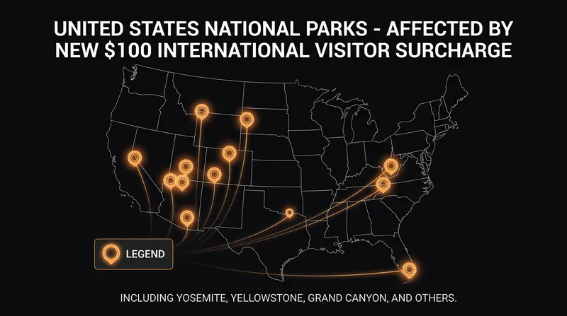 The surcharge applies exclusively to 11 of the most heavily trafficked parks in the National Park System.
