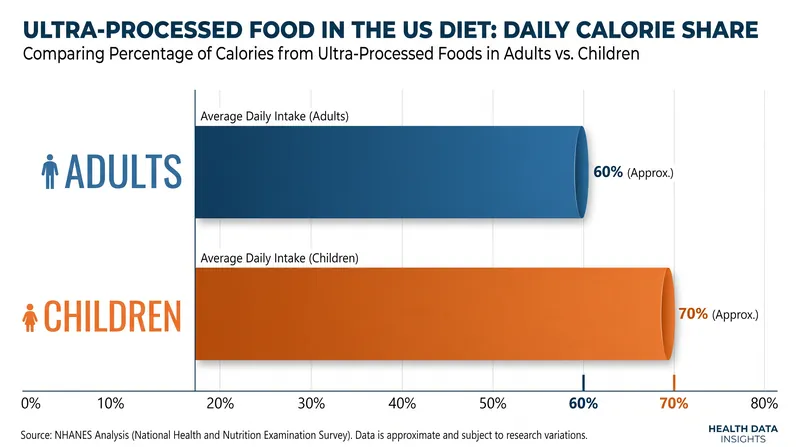 Ultra-processed foods now account for the majority of caloric intake for both adults and children in the United States.