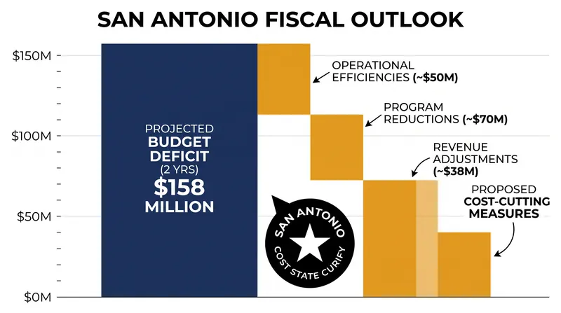 San Antonio faces a projected $158 million budget shortfall over the next two fiscal years.