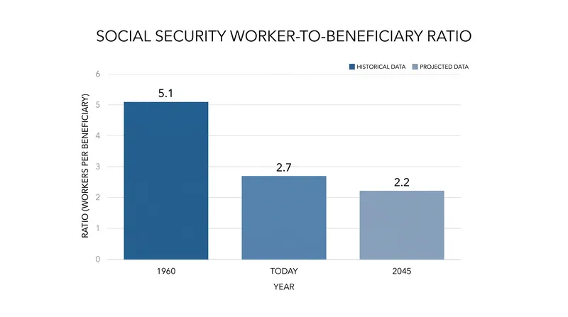The structural deficit is largely driven by demographic shifts, as fewer active workers support each retiree.