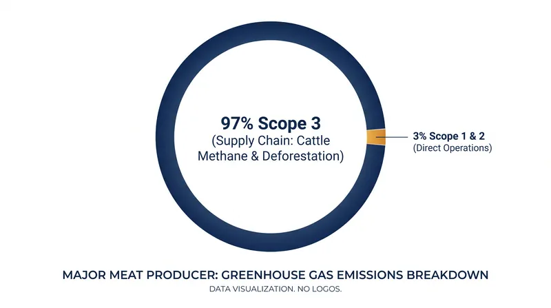Scope 3 emissions account for roughly 97 percent of JBS's total greenhouse gas footprint.
