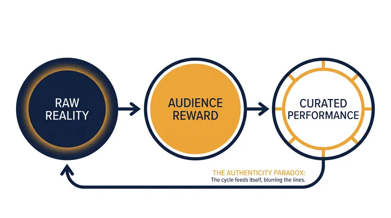The authenticity loop: as audiences reward vulnerability, genuine moments often evolve into orchestrated performances.