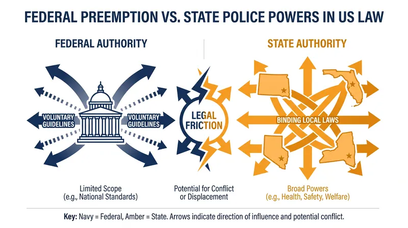 How voluntary federal frameworks leave a legal vacuum for states to fill.