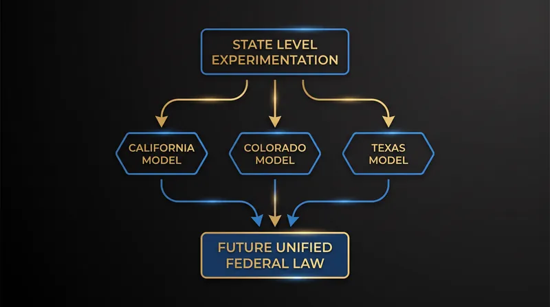 Some legal scholars view the state-by-state patchwork as a necessary phase of policy discovery.