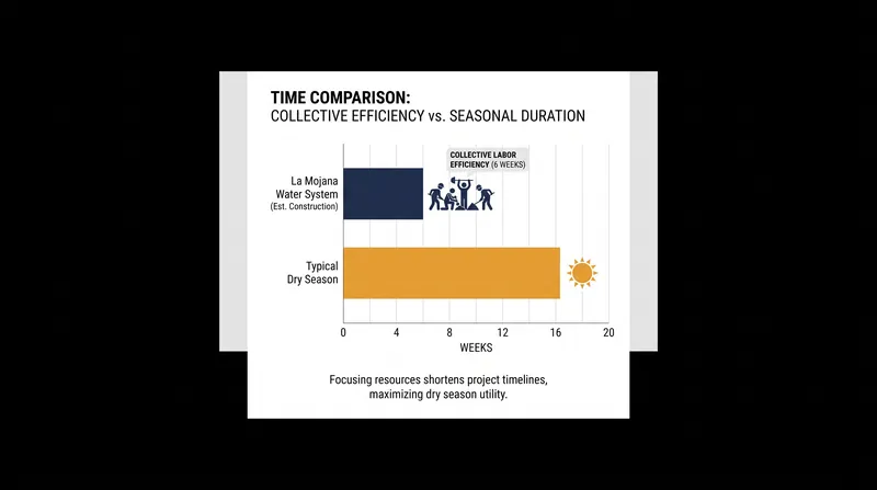 Labor modeling reveals that local communities could construct the massive earthworks in just half of a single dry season.
