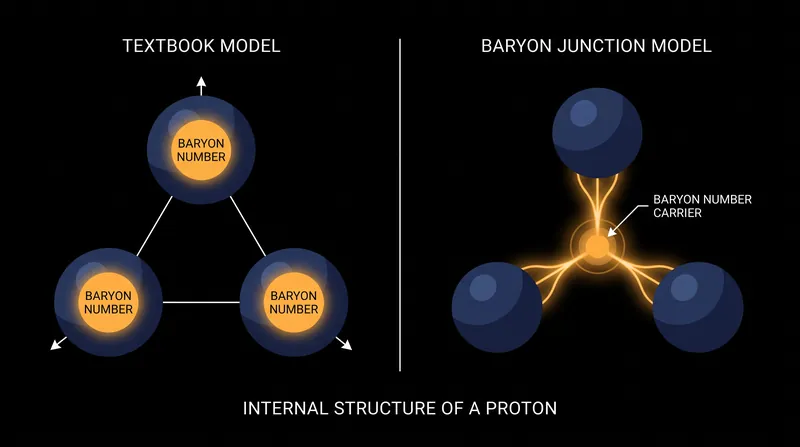 The new evidence supports a model where a Y-shaped web of gluons, rather than the quarks themselves, carries the proton's fundamental identity.