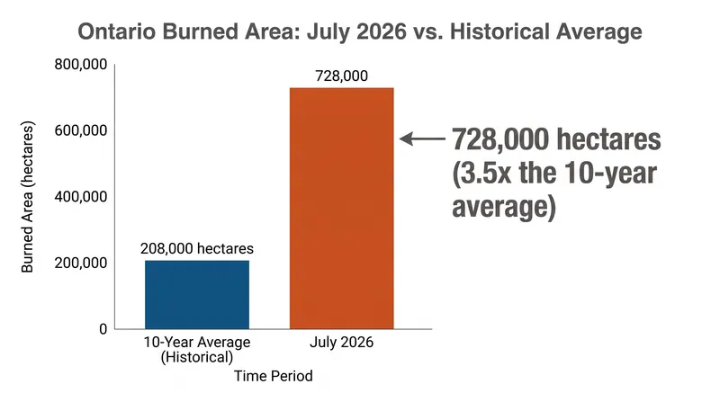 A sudden surge in Ontario ignitions, driven by a persistent heat dome, rapidly reversed a previously slow Canadian fire season.