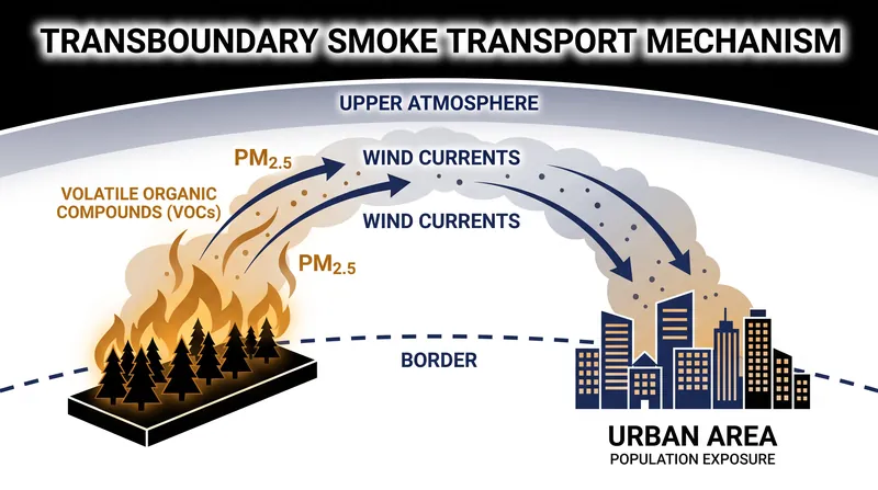Unlike typical urban smog, wildfire particulate matter is carried by upper atmospheric currents, allowing it to bypass borders and impact distant cities.