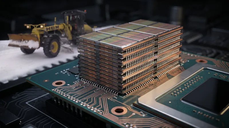 High-bandwidth memory (HBM) stacks DRAM chips vertically to drastically increase data transfer speeds to the GPU.