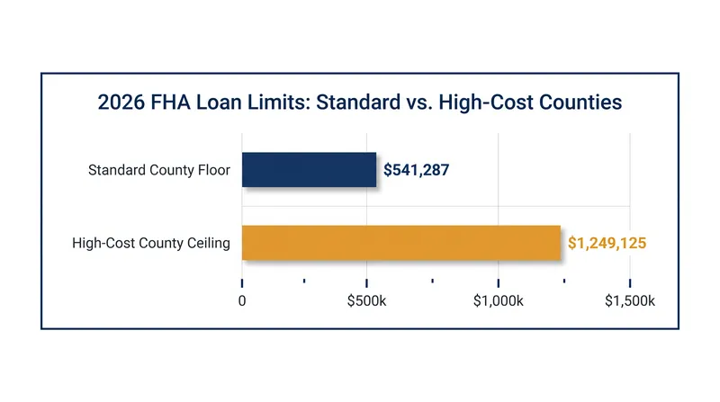 The 2026 FHA loan limits scale dramatically based on local median home prices.