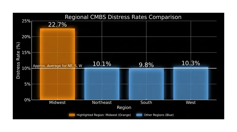 The Midwest currently leads the nation in commercial real estate distress, driven by concentrated multifamily defaults.