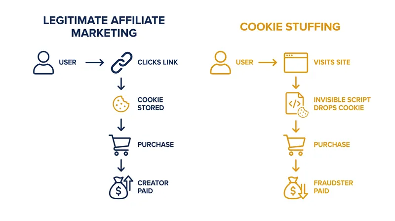How cookie stuffing bypasses the traditional affiliate marketing model.