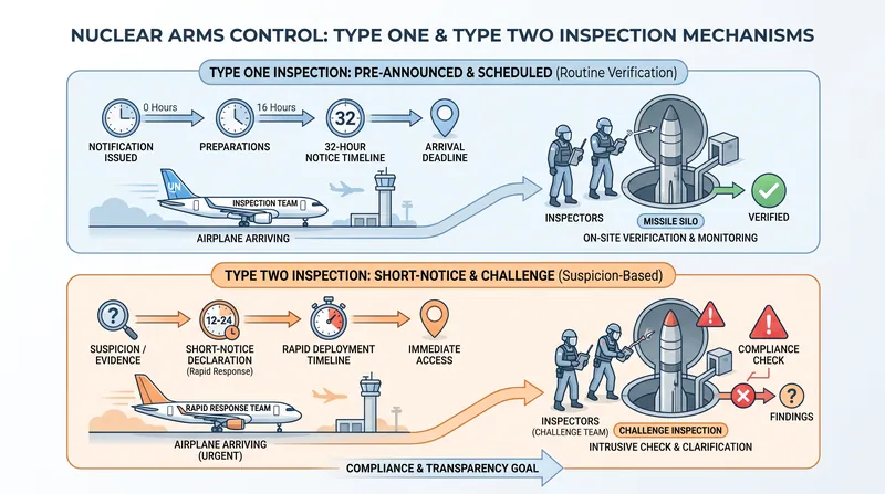 The treaty's verification regime relied on short-notice spot checks, giving the host country only 32 hours to prepare for an inspection team.