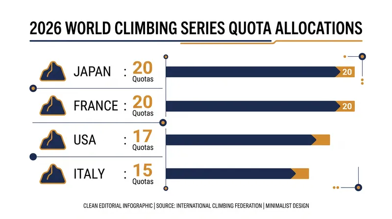 Quota allocations reflect the overall depth of a nation's climbing program.