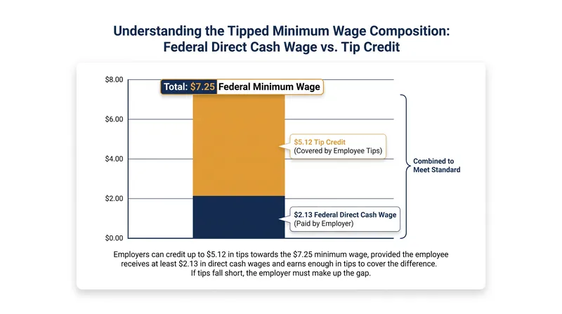 How the federal tip credit bridges the gap to the minimum wage.