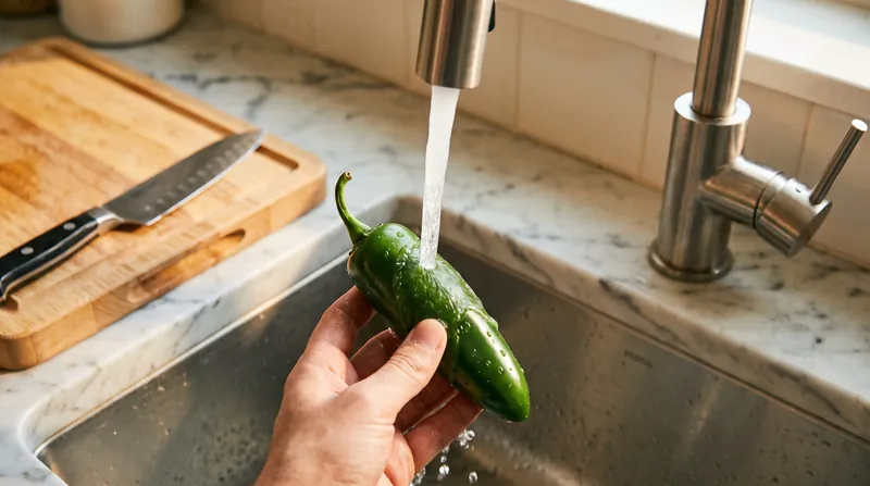 Washing whole produce at home immediately before cutting eliminates the risk of industrial cross-contamination.