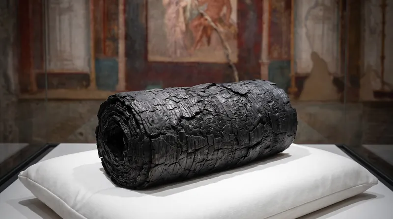 Because carbon-based ink is invisible to standard X-rays, machine learning models are trained to detect the microscopic structural changes the ink left on the papyrus fibers.