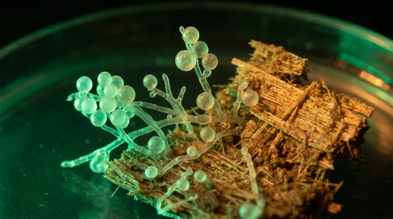 Dormant fungal spores, such as Aspergillus, can survive for centuries and become airborne when disturbed.