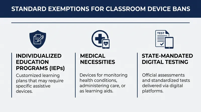 Any new restrictions on school-issued devices are expected to include strict carve-outs for special education and medical needs.