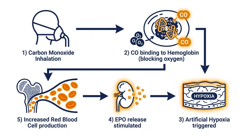 How repeated carbon monoxide inhalation artificially mimics the physiological effects of high-altitude training.